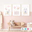 Učitaj sliku u galeriju Bunny Swing & Balloons @HIAWorkshop® - Komplet ilustracija za dječju sobu, 3 kom.