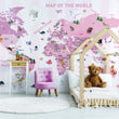 Učitaj sliku u galeriju The Best Pink World Map - Zidna Tapeta - Mural
