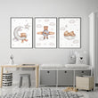 Učitaj sliku u galeriju Teddy Flight - komplet ilustracija za dječju sobu, 3 kom.