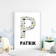Učitaj sliku u galeriju Patrik's Cars - personalizirana ilustracija
