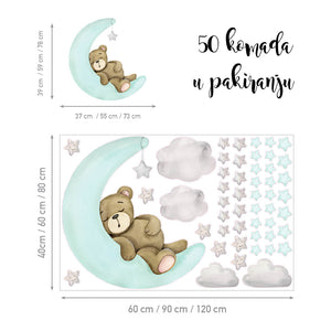 Teddy's Moon Adventure @HIAWorkshop® - Naljepnice za zid dječje sobe