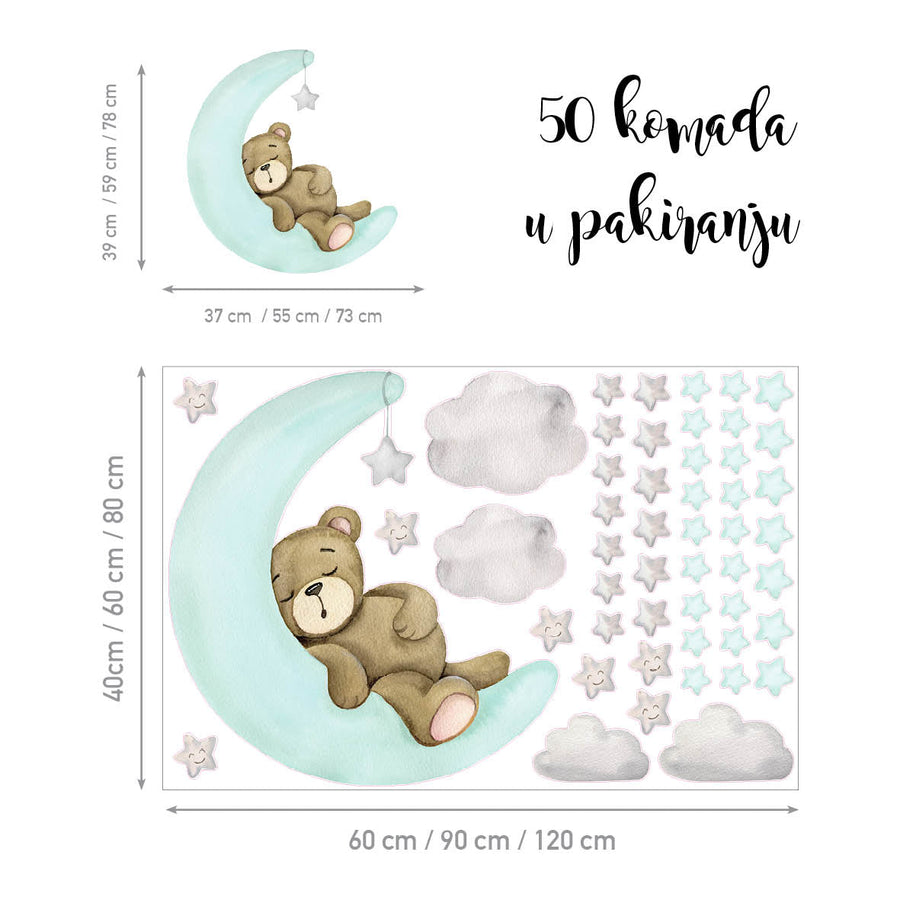 Teddy's Moon Adventure @HIAWorkshop® - Naljepnice za zid dječje sobe