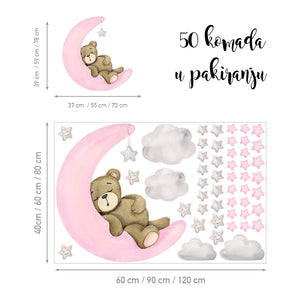 Teddy's Moon Adventure @HIAWorkshop® - Naljepnice za zid dječje sobe