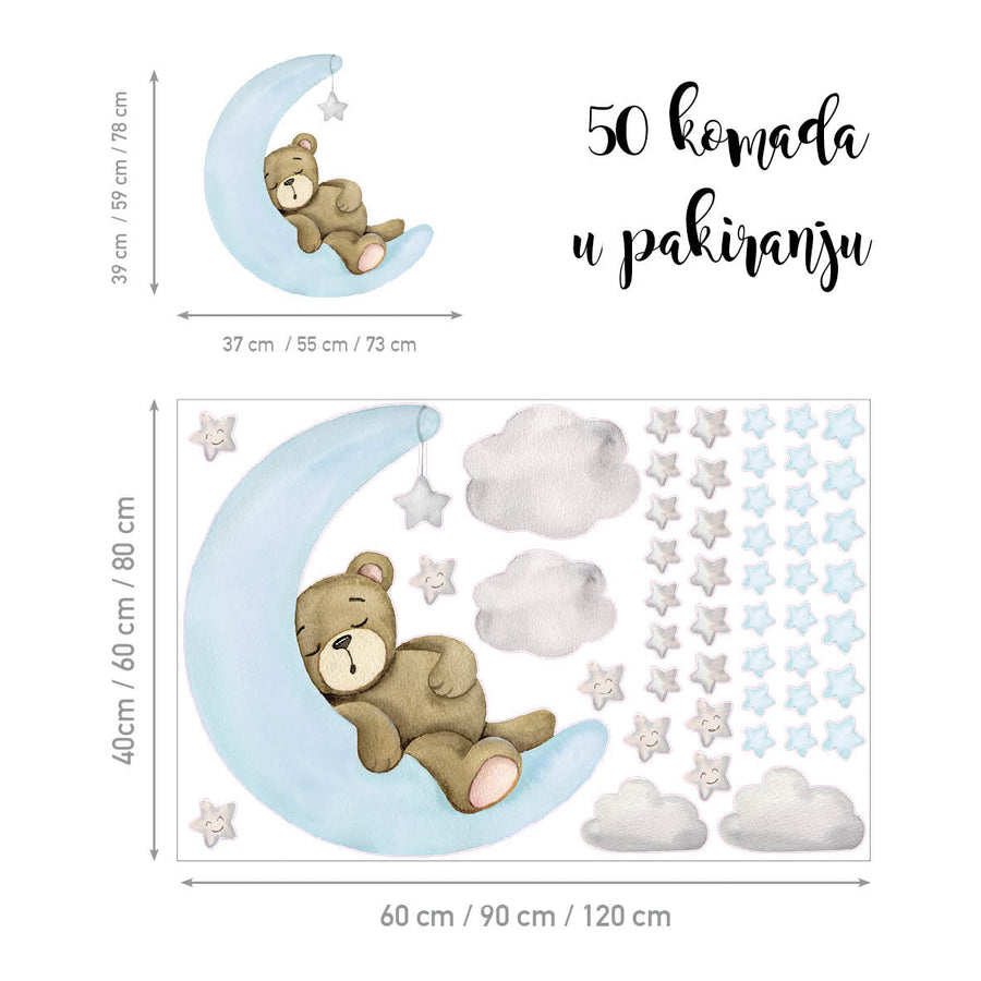 Teddy's Moon Adventure @HIAWorkshop® - Naljepnice za zid dječje sobe