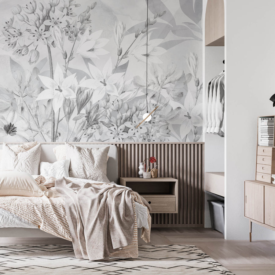 Achromatic Blossoms - Zidna Tapeta - Mural