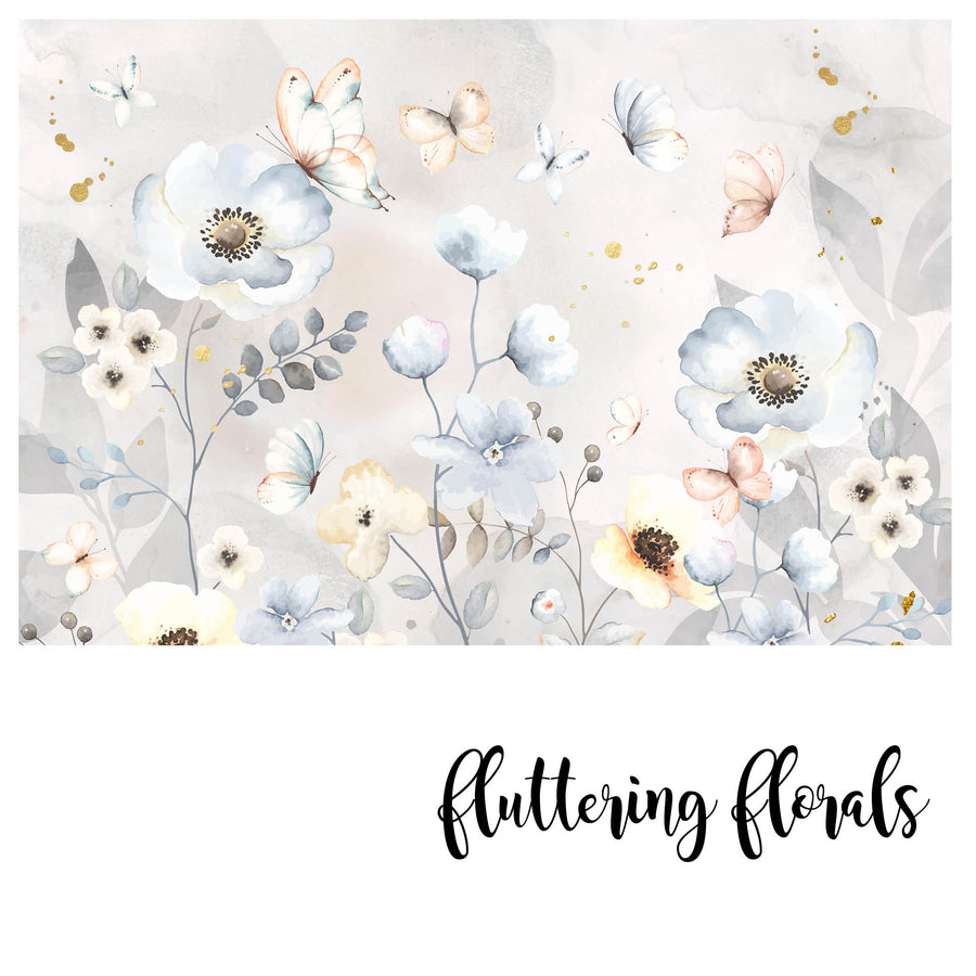 Fluttering Florals - Zidna Tapeta - Mural