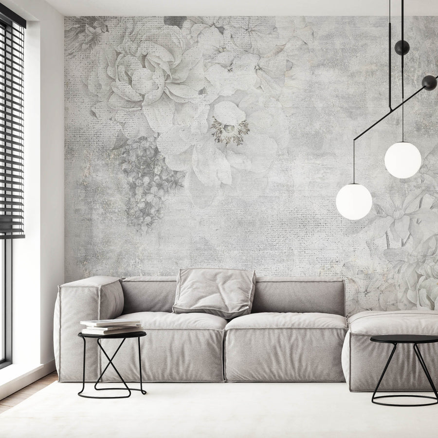 Floral Concrete - Zidna Tapeta - Mural