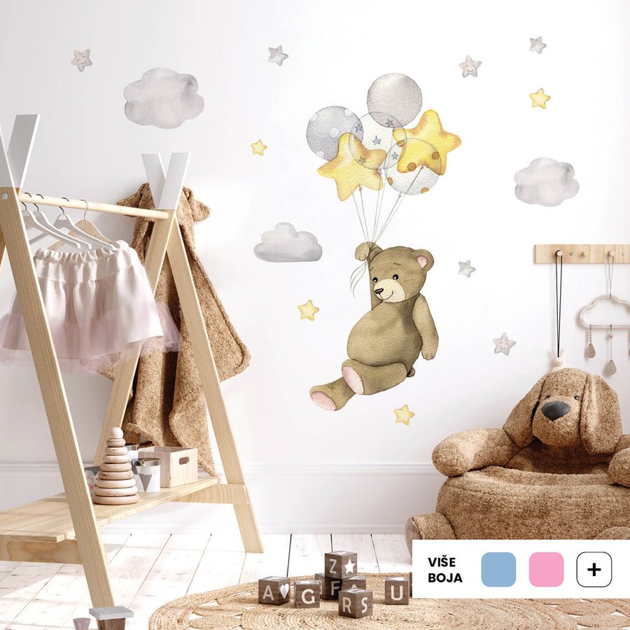 Teddy's Balloon Adventure @HIAWorkshop® - Naljepnice za zid dječje sobe