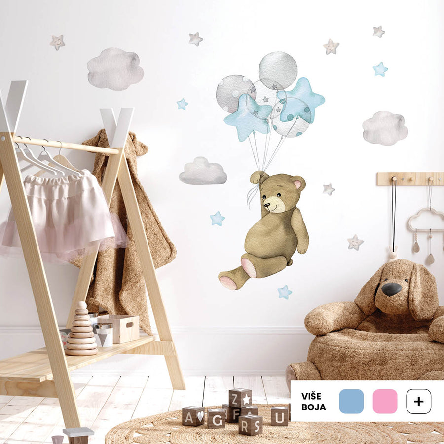 Teddy's Balloon Adventure @HIAWorkshop® - Naljepnice za zid dječje sobe