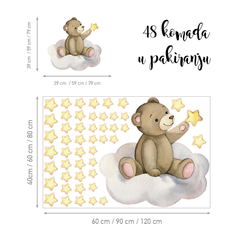 Teddy's Cloud Adventure @HIAWorkshop® - Naljepnice za zid dječje sobe