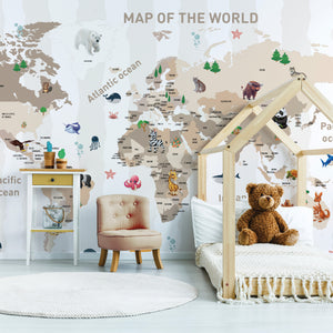 The Best Beige World Map - Zidna Tapeta - Mural