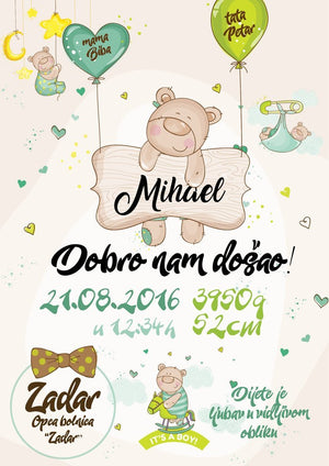 HIA Kids - Teddy Welcome - personalizirana ilustracija