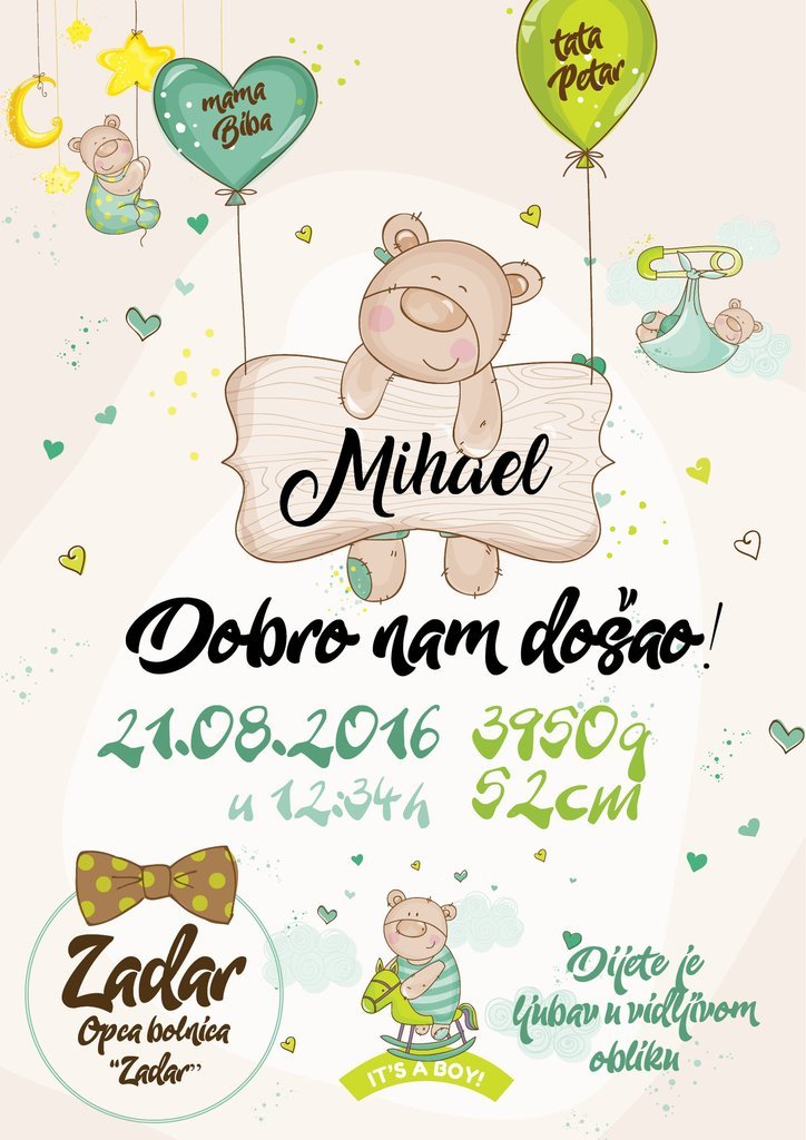 HIA Kids - Teddy Welcome - personalizirana ilustracija