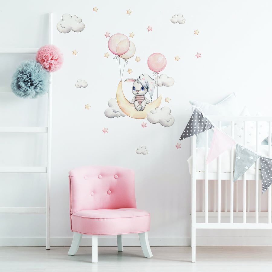 Bunny Balloons @HIAWorkshop® - Naljepnice za zid dječje sobe