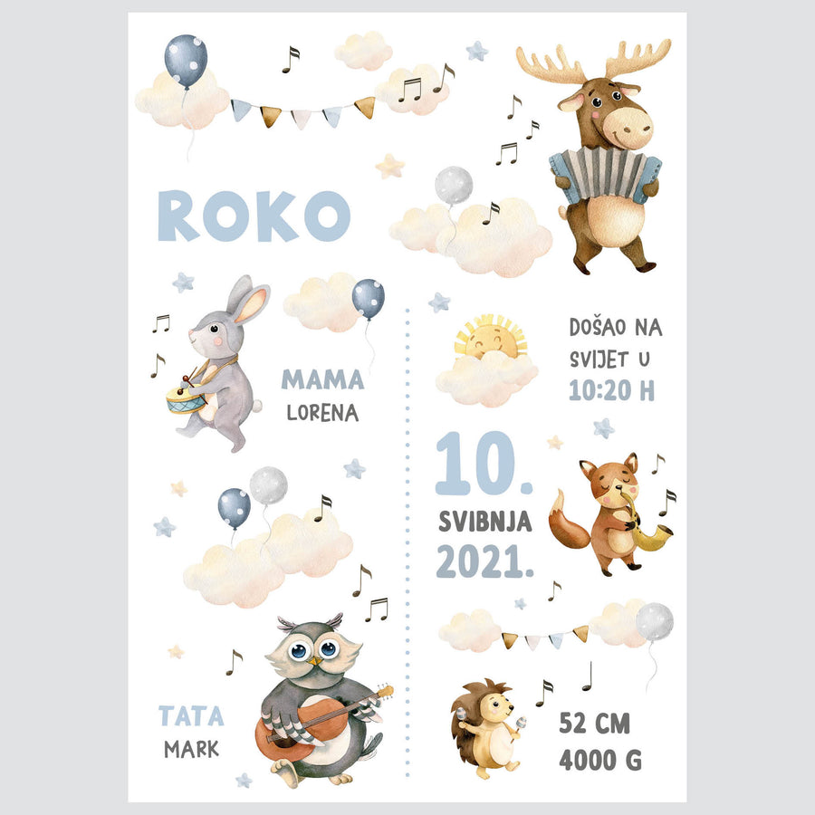 HIA Kids - Blue Forest Orchestra - personalizirana ilustracija za dječju sobu