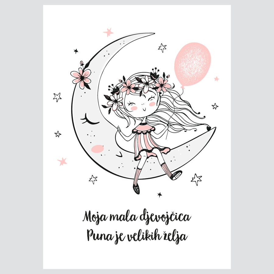 Moja Mala Djevojčica - komplet ilustracija za dječju sobu, 3 kom.