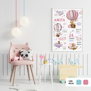 HIA Kids - Among the Clouds Girls - personalizirana ilustracija za dječju sobu