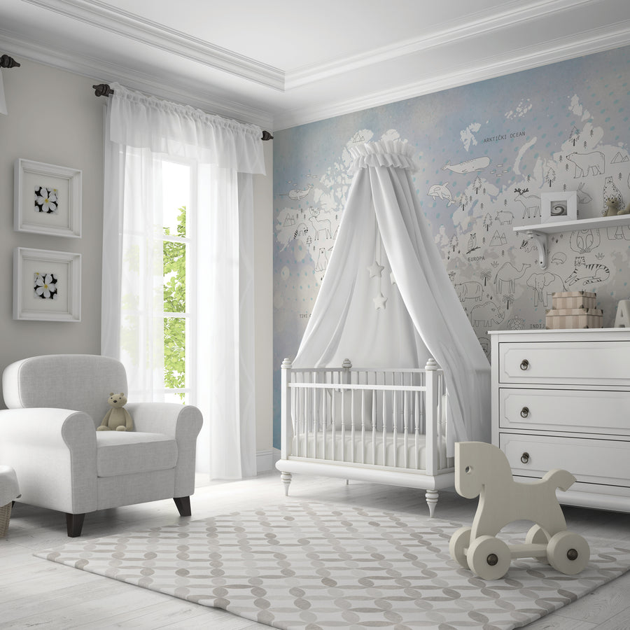 White World & Blue Sea - Zidna Tapeta - Mural