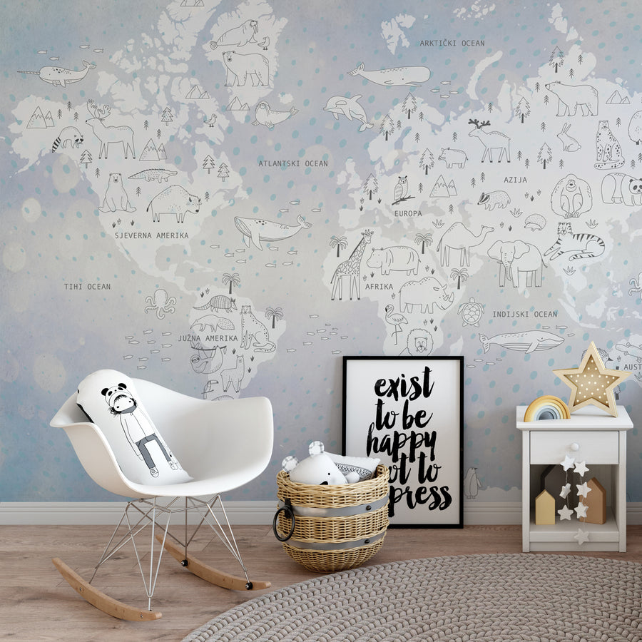 White World & Blue Sea - Zidna Tapeta - Mural