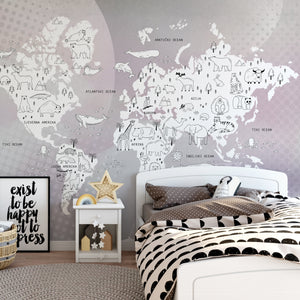 White World & Pink Sea - Zidna Tapeta - Mural