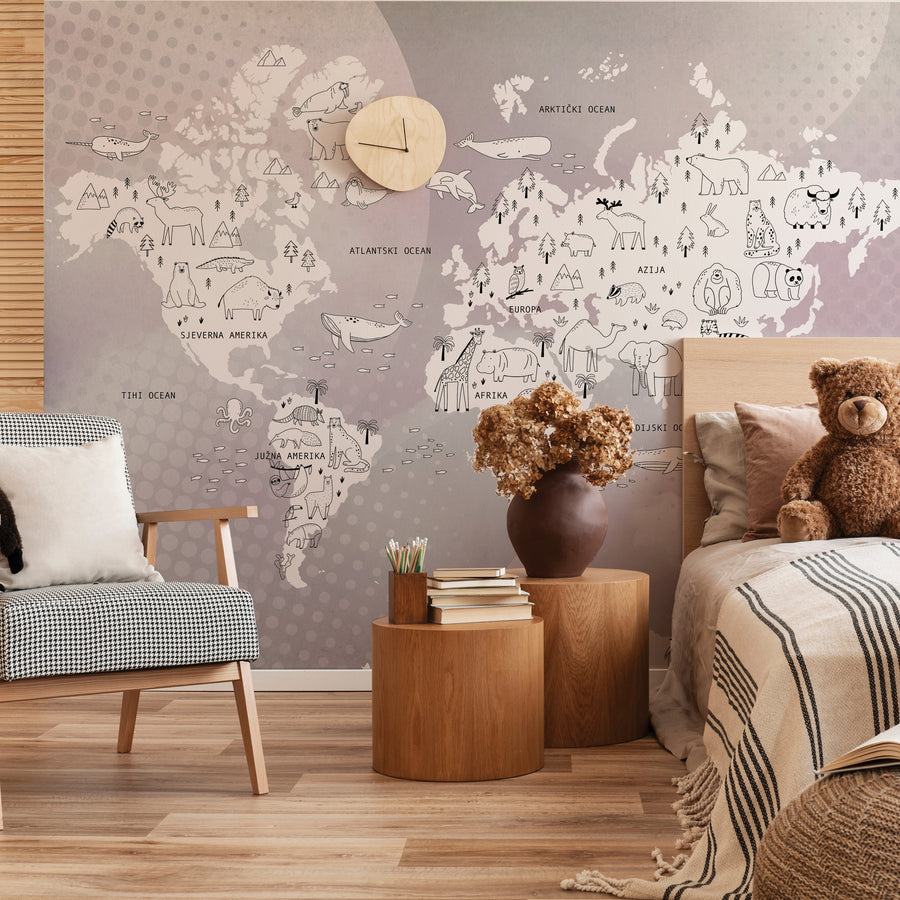 White World & Pink Sea - Zidna Tapeta - Mural