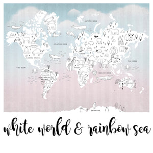 White World & Rainbow Sea - Zidna Tapeta - Mural