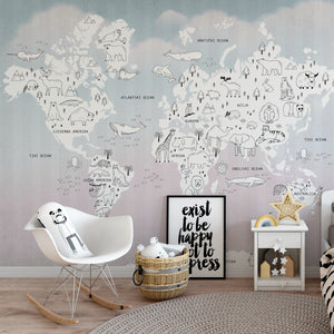 White World & Rainbow Sea - Zidna Tapeta - Mural