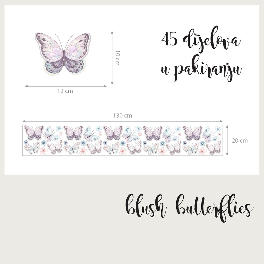 Blush Butterflies- Naljepnice za zid