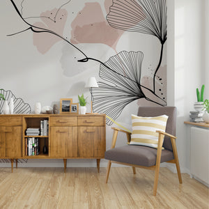 Gentle Rose Ginko - Zidna Tapeta - Mural