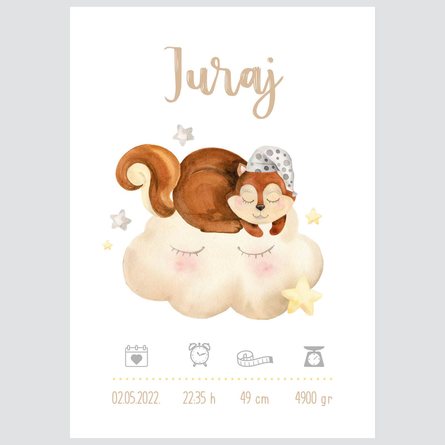HIA Kids - Dreaming Squirrel - personalizirana ilustracija