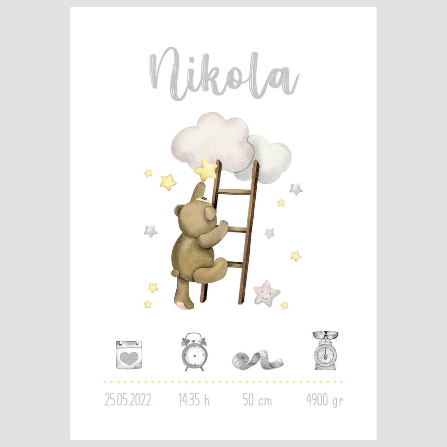 HIA Kids - Teddy Reaching Stars Adventure - personalizirana ilustracija