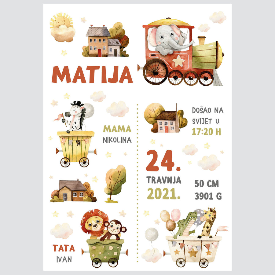 HIA Kids - Autumn Carnival Train - personalizirana ilustracija za dječju sobu