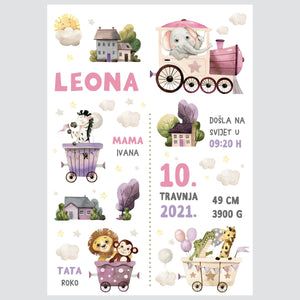 HIA Kids - Spring Carnival Train - personalizirana ilustracija za dječju sobu