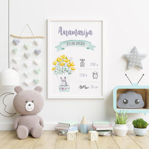 HIA Kids - Bunny in a Basket - personalizirana ilustracija