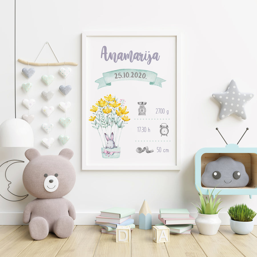 HIA Kids - Bunny in a Basket - personalizirana ilustracija