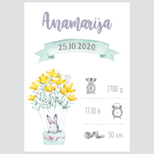 HIA Kids - Bunny in a Basket - personalizirana ilustracija