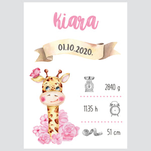 HIA Kids - Pink Giraffe - personalizirana ilustracija