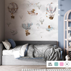 Among The Balloons Blue @HIAWorkshop® - Zidna Tapeta - Mural