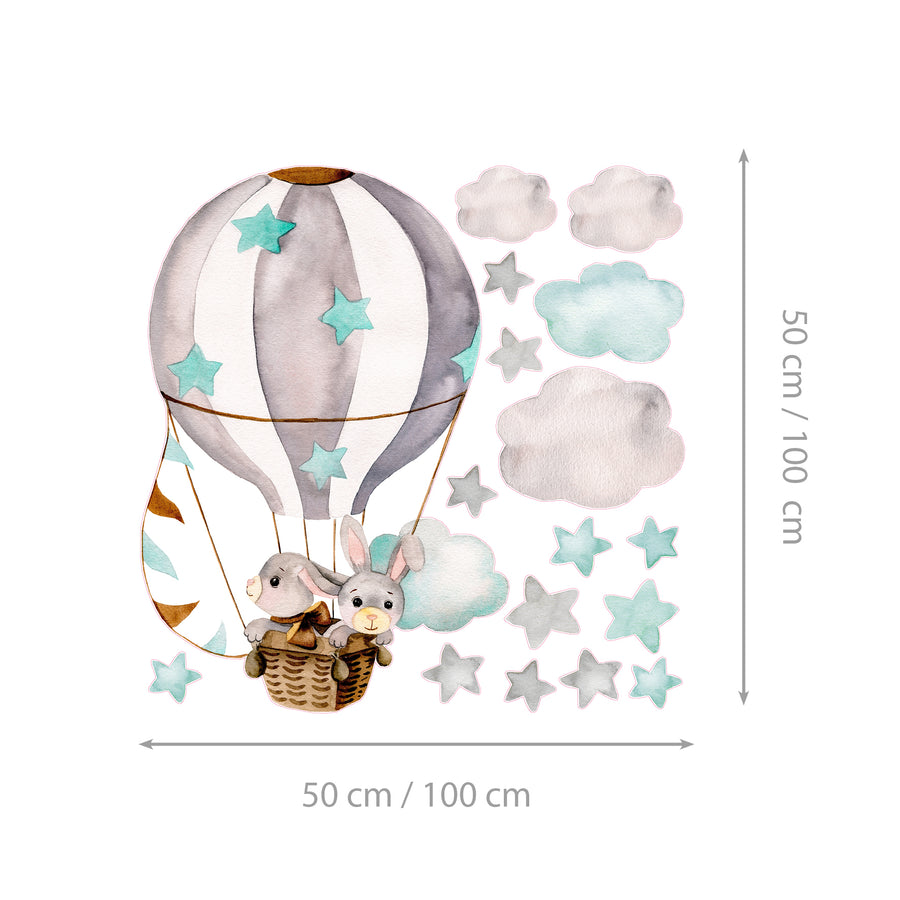 Bunnies Among the Clouds @HIAWorkshop® - Naljepnice za zid dječje sobe
