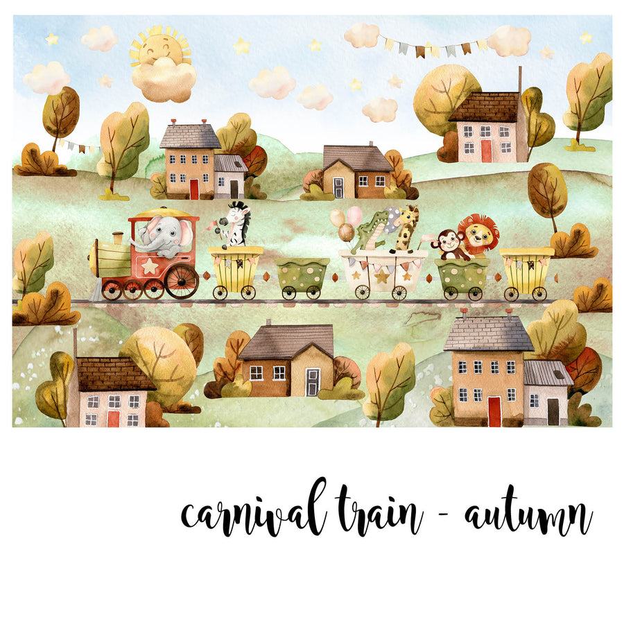 Autumn Carnival Train @HIAWorkshop® - Zidna Tapeta - Mural