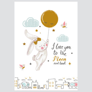 I Love You to the Moon and Back Rabbit - ilustracija za dječju sobu