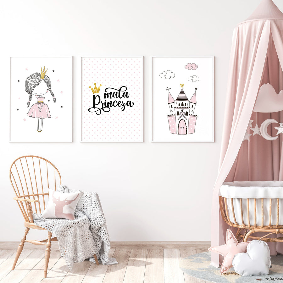 Little Princess - komplet ilustracija za dječju sobu, 3 kom.