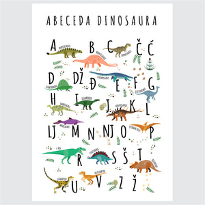 Abeceda dinosaura - ilustracija za dječju sobu
