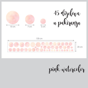 Pink Watercolor - Naljepnice za zid