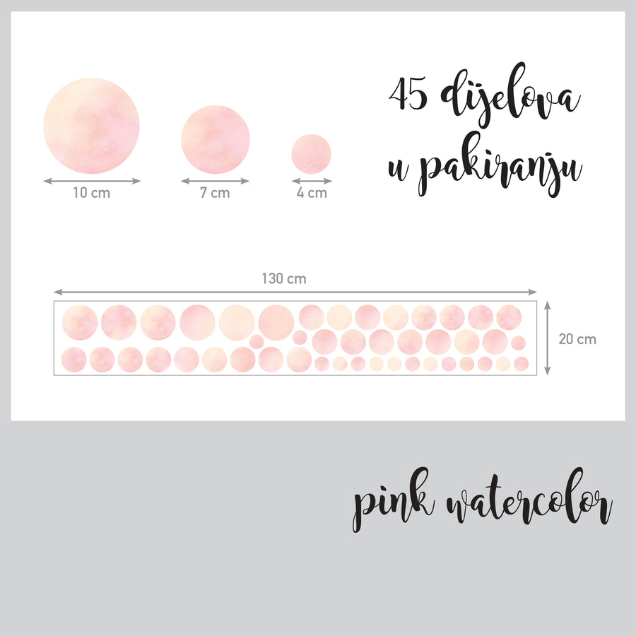 Pink Watercolor - Naljepnice za zid
