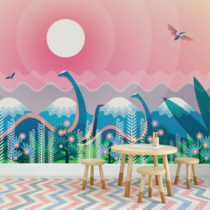 Magical Dino Land - Zidna Tapeta za dječju sobu - Mural
