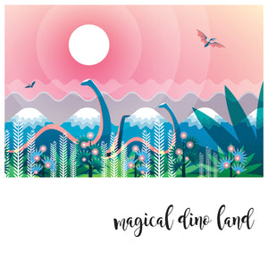 Magical Dino Land - Zidna Tapeta za dječju sobu - Mural